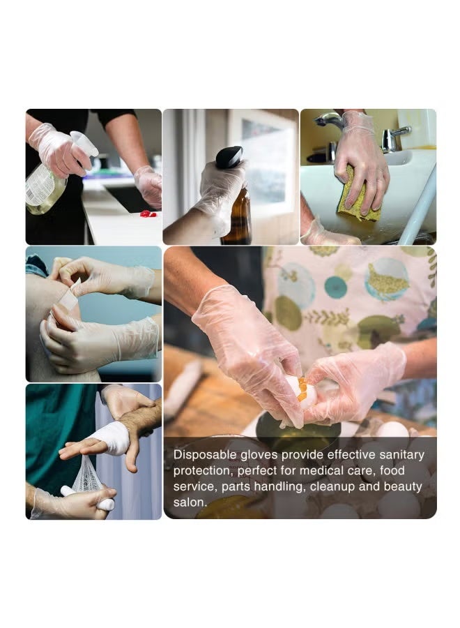 طقم قفازات من الفينيل خالية من البودرة للاستخدام مرة واحدة مكون من 100 قطعة لارج - Image 5